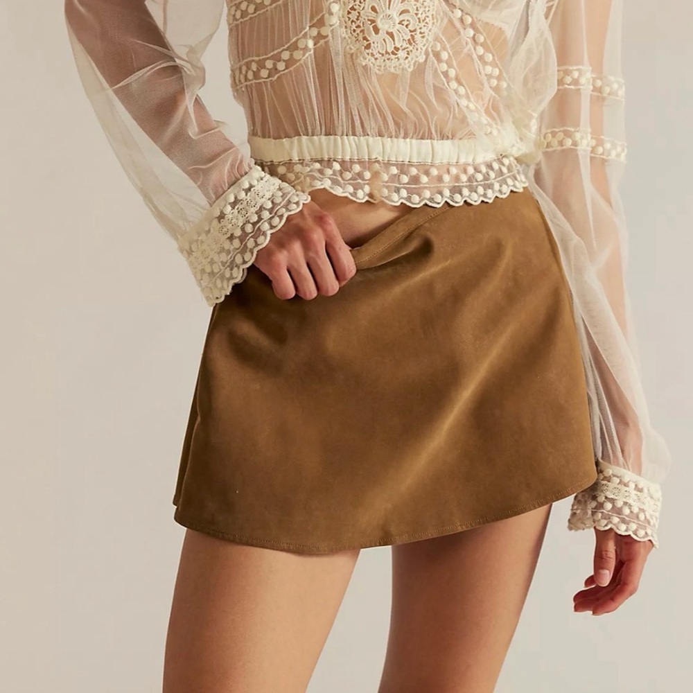 Free people paradise found Suede Mini Skort